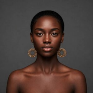 Boucles d’oreilles en bois gravé – Fleur tissée